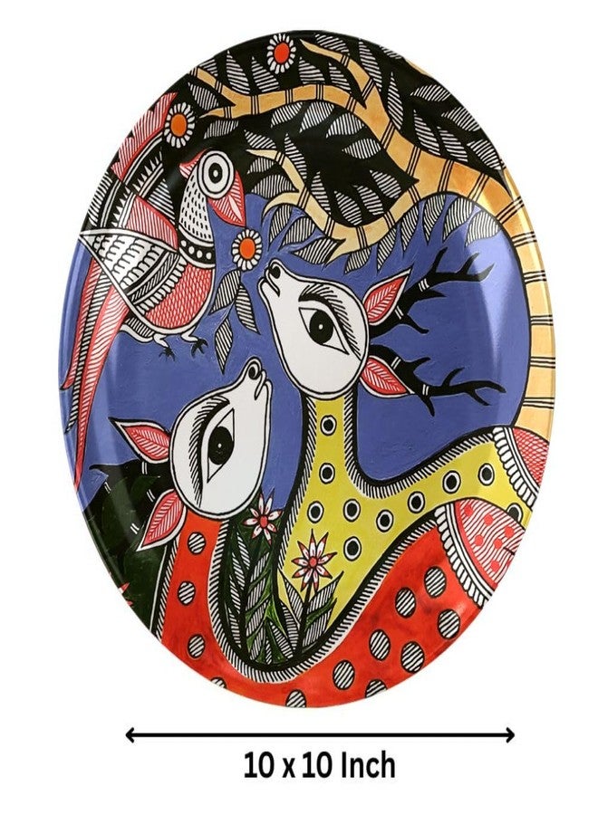 WOODHANG Gond Tribal Art Ceramic Wall Plate For Home Decoration|Deer, Bird, and Tree of Life Decorative Indian Folk Art| Wall Arts For Living Room, Bedroom and Office Décor|Home Decor Gift Items - Image 3